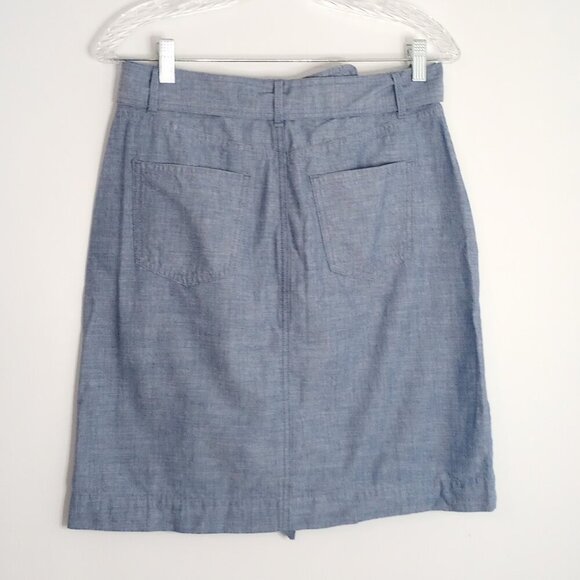 Talbots Blue Newport Chambray Button Front Skirt - Picture 5 of 8